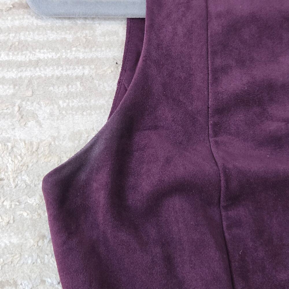 Calvin Klein Faux Suede Dress Purple Sheath Career Modern Gold 6 - Picture 8 of 8